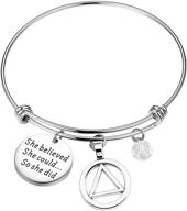 🎁 recovery gift - sobriety jewelry for aa members | aa bracelet | sober recovery gift | she believed she could so she did | sobriety bracelet | alcoholics anonymous jewelry logo