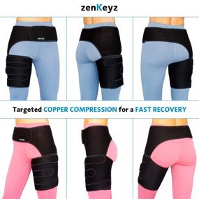 img 3 attached to 🤕 Copper Compression Hip Brace - Sciatica Groin Wrap for Pain Relief & Thigh Compression Sleeve - Support for Hip Flexor Arthritis & Pulled Muscles - Sciatica Nerve Brace Injury - Men and Women (Right Leg)