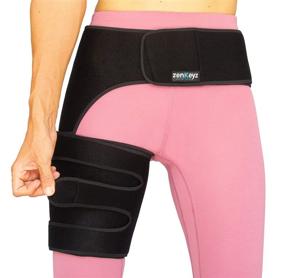 img 4 attached to 🤕 Copper Compression Hip Brace - Sciatica Groin Wrap for Pain Relief & Thigh Compression Sleeve - Support for Hip Flexor Arthritis & Pulled Muscles - Sciatica Nerve Brace Injury - Men and Women (Right Leg)