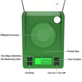 img 2 attached to 📈 MAXUS Dante High-precision Digital Milligram Scale 50g x 0.001g with Calibration Weight, Scoop, Powder Pan, and Tweezers, in Green