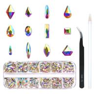 💎 240-piece assorted glass crystal ab rhinestones for nail art decorations - mix of 12 styles flatback nail crystals gems set (240 pcs) logo