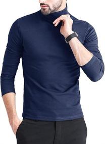 img 4 attached to Gafeng Men's Slim Fit Turtleneck Thermal Base Layer Tee - Solid Lightweight Winter Warm Underwear Top