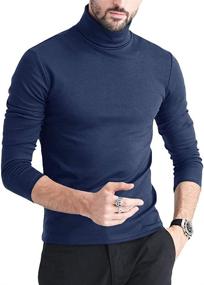 img 3 attached to Gafeng Men's Slim Fit Turtleneck Thermal Base Layer Tee - Solid Lightweight Winter Warm Underwear Top