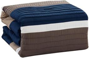 img 3 attached to 7PC Luxury Stripe Microfiber Comforter Set in Navy from JBFF Collection for Queen Size Bed