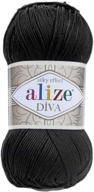 alize diva silky microfiber acrylic yarn 1 ball skeins 100g 383yds color (60 - black) logo
