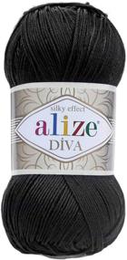 img 1 attached to Alize Diva Silky Microfiber Acrylic Yarn 1 Ball Skeins 100g 383yds Color (60 - Black)