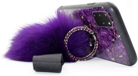 img 3 attached to 💜 Lozeguyc Galaxy Note 20 Ultra Bling Marble Kickstand Case - Luxury Soft Hard Back Case Shiny Glass Shockproof Cover – Purple