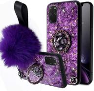 💜 lozeguyc galaxy note 20 ultra bling marble kickstand case - luxury soft hard back case shiny glass shockproof cover – purple logo