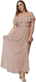 img 4 attached to Anna Kaci Womens Bohemian Shoulder Stretchy Women's Clothing for Dresses