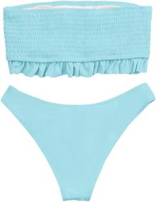 img 3 attached to SweatyRocks Women's Clothing: Strapless Bandeau Swimwear for Bathing