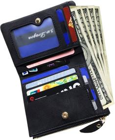 img 2 attached to 👛 PofeeXIO Womens Wallets: Small Rfid Ladies Bifold Wallet with Zipper Coin Pocket, Mini Purse Soft Compact Thin (Dark Black) - Stylish Protection & Practicality for Your Essentials