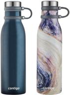 🍶 contigo couture collection 20 oz vacuum-insulated stainless-steel water bottle 2 pack - midnight blue/twilight shell логотип