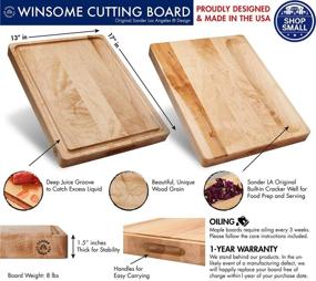 img 2 attached to 🔪 Sonder Los Angeles Large Maple Wood Cutting Board - Made in USA, with Juice Groove and Sorting Compartment, 17x13x1.5 inches - Includes Gift Box