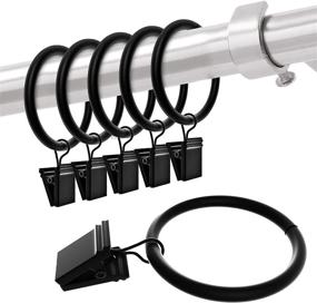 img 3 attached to Set of 20 Heavy Duty Curtain Rings with Clips, 1.5 Inch - Rustproof & Decorative Black Hooks for Drapes, Caps, Pictures - Perfect for Bathroom, Living and Guest Room