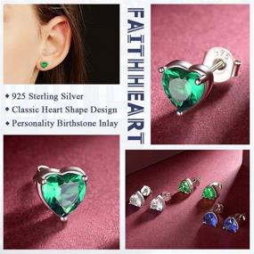 img 1 attached to 💎 Впечатляющие серьги FaithHeart Birthstone для женщин - изысканные серебряные штифты, идеальные украшения для девочек в элегантной брендовой коробке.