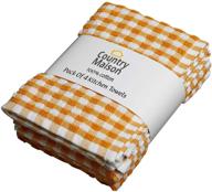 🌻 country maison terry dish towels: set of 4, 16x26 inches, highly absorbent cotton kitchen towels - yellow logo