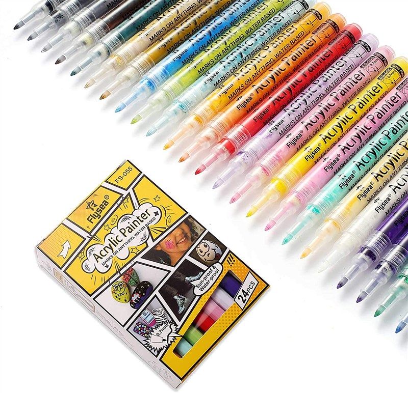 Zenacolor 24 Dual Tip Acrylic Paint Markers for Wood, Canvas, Stone -  Crafts, DIY Projects