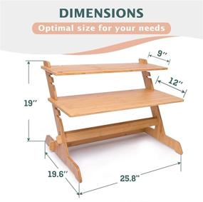 img 1 attached to Crew & Axel Bamboo Standing Desk Converter - Adjustable Sit Stand Riser Workstation for Desktop or Laptop, 📦 with Dual Monitor Stand - Ideal for Home or Office Use (19” High 26” Wide) - Includes Phone Stand