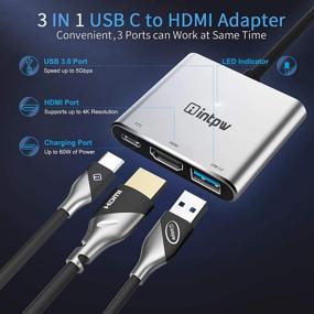 img 3 attached to 💻 INTPW USB C к HDMI адаптер 4K: MacBook Pro/Nintendo Switch Hub с портом USB 3.0 и PD для зарядки