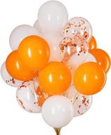 orange confetti white balloons decorations logo