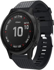 img 4 attached to 👉 Premium Silicone Replacement Straps for Garmin Fenix 6S Pro & Fenix 5S Plus - Quick Fit 20 Bands in Black for Women & Men