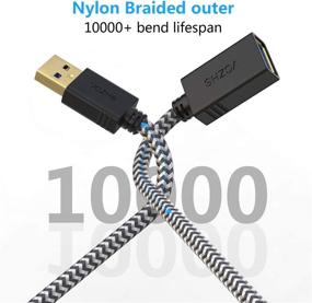 img 3 attached to 🔌 Durable Braided USB 3.0 Extension Cable - A-Male to A-Female, 3ft - Ideal for USB Flash Drive, Card Reader, Hard Drive, Keyboard, Mouse, PlayStation, Xbox, Printer, Camera