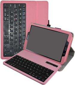 img 4 attached to 🎀 Slim Wireless Keyboard Case for Samsung Galaxy TAB A 10.1 2016 - Mama Mouth PU Leather Cover - Pink