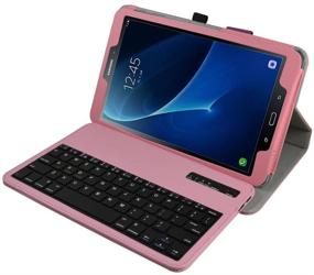 img 3 attached to 🎀 Slim Wireless Keyboard Case for Samsung Galaxy TAB A 10.1 2016 - Mama Mouth PU Leather Cover - Pink