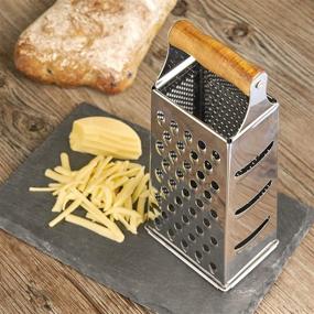 img 1 attached to Premium Twine Acacia Wood Handled Cheese Grater: Stainless Steel Grater, Citrus Zester, Reinforced Base - Vintage Kitchenware at its Finest