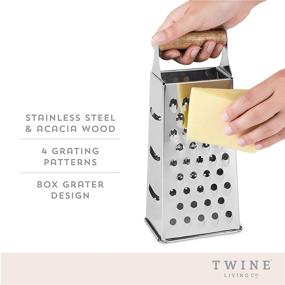 img 3 attached to Premium Twine Acacia Wood Handled Cheese Grater: Stainless Steel Grater, Citrus Zester, Reinforced Base - Vintage Kitchenware at its Finest