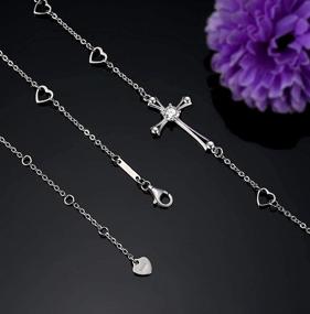 img 3 attached to 🔱 925 Sterling Silver Cross Ankle Bracelet for Women - Adjustable Foot Anklet with Large Cross Charm - Enhance Your Style
