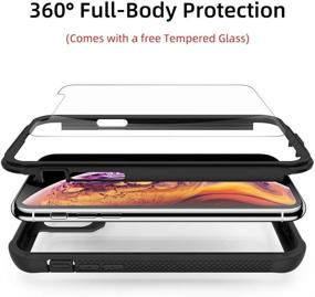 img 3 attached to Clear & Black Full Body Protection Case for iPhone Xs 5.8 inch, Shockproof Rugged Cover Case with Screen Protector - Heavy Duty