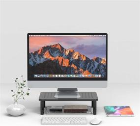 img 3 attached to 🖥️ Minthouz Monitor Stand Riser: Adjustable, Ergonomic, Heavy Duty for Laptop, Computer, iMac, Printer