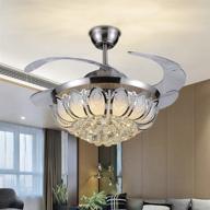 💡 modern silver crystal ceiling fans lights 42 inch with remote, dimmable retractable crystal chandelier ceiling fan lights, led lighting for dining/living room bedroom логотип