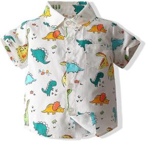 img 4 attached to Dinosaur Button Boys' Hawaiian Holiday Animal Clothing