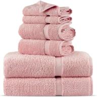 🛀 towel bazaar super soft and absorbent 6-piece turkish cotton towel set in pink - premium quality logo