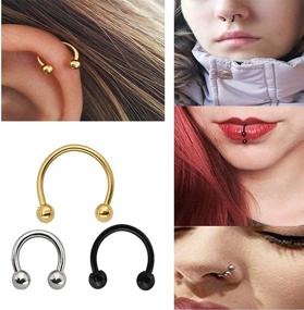 img 2 attached to Anicina 14G 16G Stainless Steel Horseshoe Nose Ring Septum Jewelry with Captive Bead Hoop for Women Men – Perfect for Eyebrow, Lip, Ear Cartilage Piercing – Sizes from 6mm to 14mm