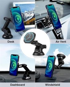 img 2 attached to 📲 15W Fast Charging Magnetic Wireless Car Charger Mount for iPhone 12/12 Pro/12 Pro Max/12 Mini/13/13 Pro/13 Pro Max/13 Mini with Alkoxy Case, includes Air Vent Clip and Dashboard Car Mount