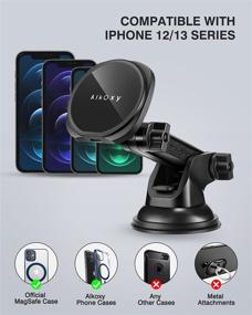 img 1 attached to 📲 15W Fast Charging Magnetic Wireless Car Charger Mount for iPhone 12/12 Pro/12 Pro Max/12 Mini/13/13 Pro/13 Pro Max/13 Mini with Alkoxy Case, includes Air Vent Clip and Dashboard Car Mount