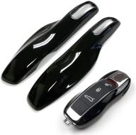 upgrade your porsche key fob with ijdmtoy gloss metallic black shell - perfect fit for cayenne, panamera, macan, 911, and more! logo
