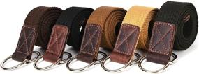 img 3 attached to 👖 Men's Caramel Canvas D Ring Belt - Aaron Leather Accessories