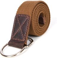 👖 men's caramel canvas d ring belt - aaron leather accessories logo