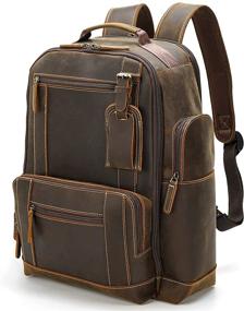 img 4 attached to 🎒 Vintage Leather Backpack: The Ultimate Camping Rucksack for Outdoor Adventures