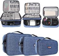🔌 bubm 3pcs denim blue universal travel cable organizer bag for cables, cord, usb flash drive, battery and more - convenient electronics accessories carry case logo