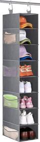 img 4 attached to 👠 SLEEPING LAMB 8 Shelves Hanging Shoe Rack with 8 Mesh Pockets, Grey - Wider Shoe Hanger Organizer for Closet Storage for Clothes, Hats, Handbags