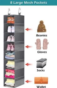 img 2 attached to 👠 SLEEPING LAMB 8 Shelves Hanging Shoe Rack with 8 Mesh Pockets, Grey - Wider Shoe Hanger Organizer for Closet Storage for Clothes, Hats, Handbags