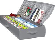underbed wrapping paper storage container - holds up to 27 rolls, 1 3/8” diameter - organizes wrapping paper, ribbon, and bows - durable 600d material - fits rolls up to 40 inches logo