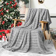 🛋️ lynnlov super soft fleece throw blanket - 320gsm plush fuzzy faux fur, cozy & warm for couch, sofa, bed - washable, lightweight & all season - 50"x60", grey logo