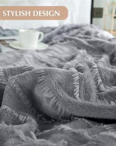 img 2 attached to 🛋️ Lynnlov Super Soft Fleece Throw Blanket - 320GSM Plush Fuzzy Faux Fur, Cozy & Warm for Couch, Sofa, Bed - Washable, Lightweight & All Season - 50"x60", Grey