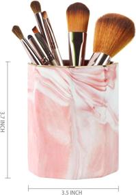 img 3 attached to 🖊️ WAVEYU Pink Marble Pen Holder for School Girls - Durable Ceramic Desk Organizer and Makeup Brush Holder for Daily Use in Office, Classroom, and Home - Stand for Desk with Marble Pattern Pencil Cup for Kids